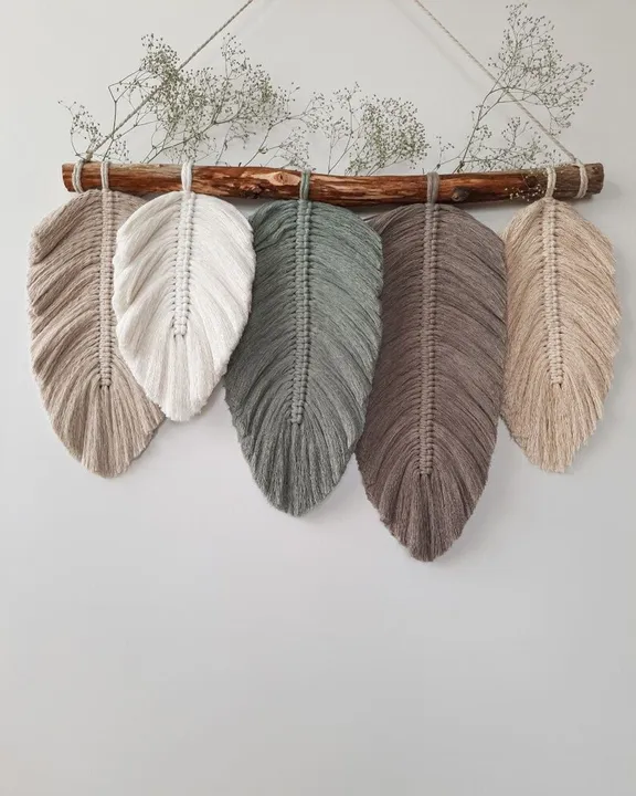 إنز بوهو ورقة مكرمية منسوجة شرابات ديكور . INZ Boho Macrame Woven Tassels Home Decor Cotton