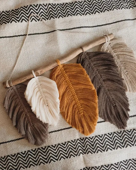 إنز بوهو ورقة مكرمية منسوجة شرابات ديكور . INZ Boho Macrame Woven Tassels Home Decor Cotton