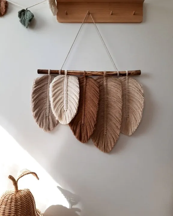 إنز بوهو ورقة مكرمية منسوجة شرابات ديكور . INZ Boho Macrame Woven Tassels Home Decor Cotton