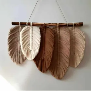 إنز بوهو ورقة مكرمية منسوجة شرابات ديكور . INZ Boho Macrame Woven Tassels Home Decor Cotton