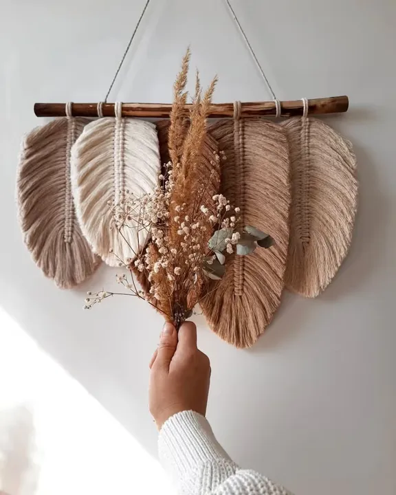 إنز بوهو ورقة مكرمية منسوجة شرابات ديكور . INZ Boho Macrame Woven Tassels Home Decor Cotton