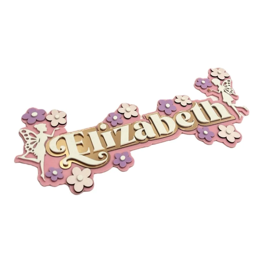 3 Layer  Name Plaque- Fairyland Floral