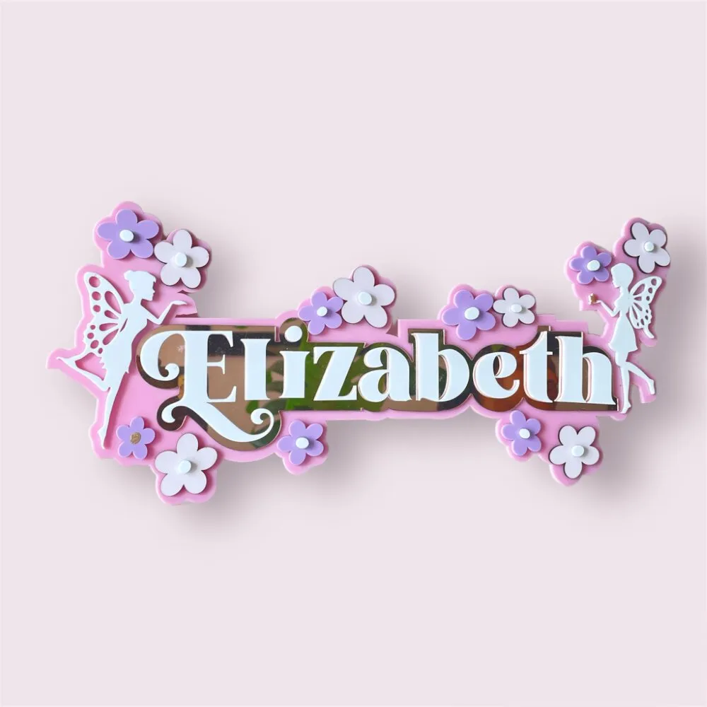 3 Layer  Name Plaque- Fairyland Floral