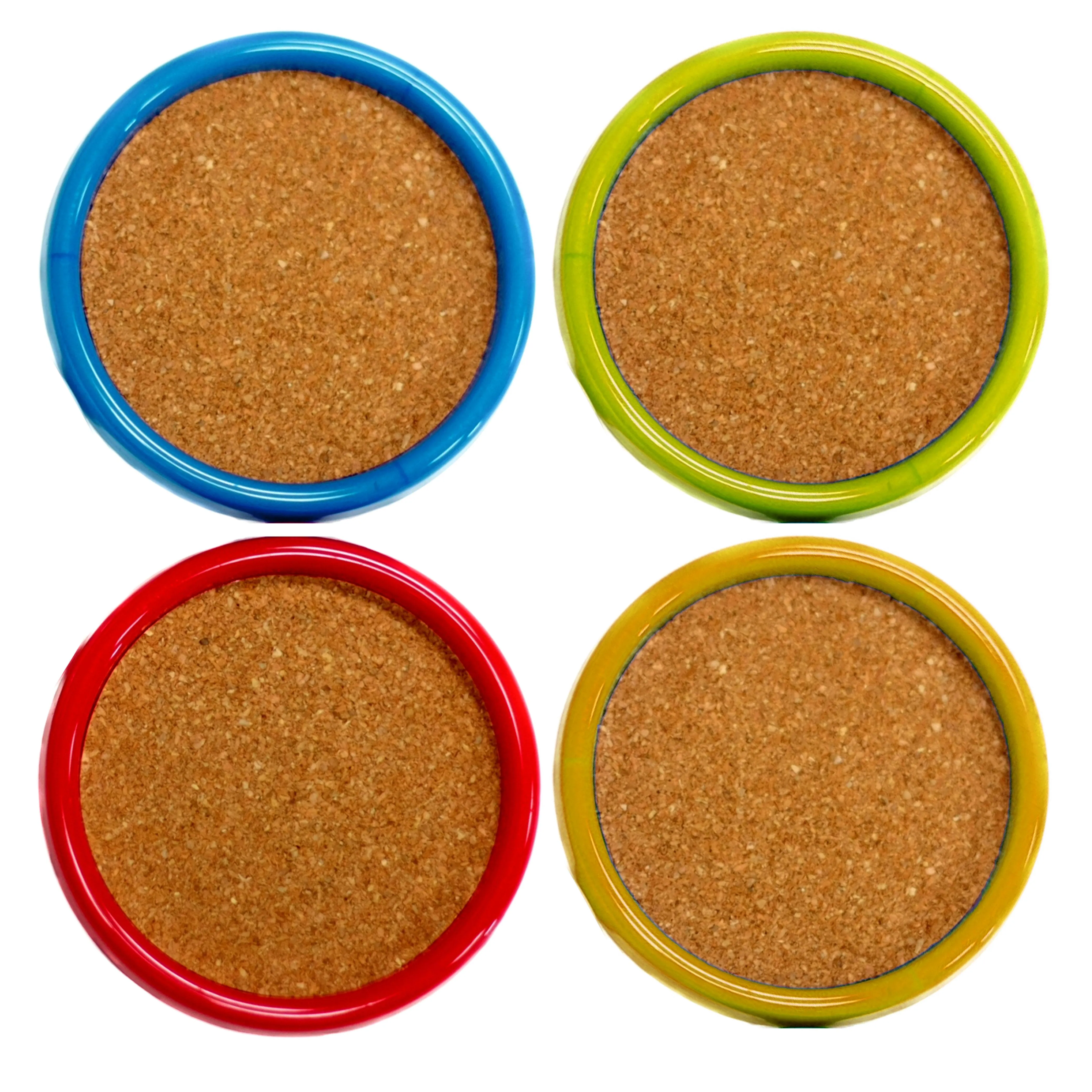 4 Pc Round Cork Circle Coasters Mats Cup Bar Home Drink Beverage Crafts Colors