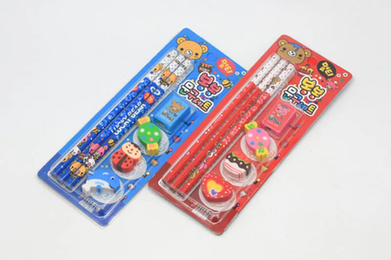 7 pieces Stationery Set (Pencils, Erasers & Sharpener)