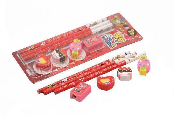 7 pieces Stationery Set (Pencils, Erasers & Sharpener)