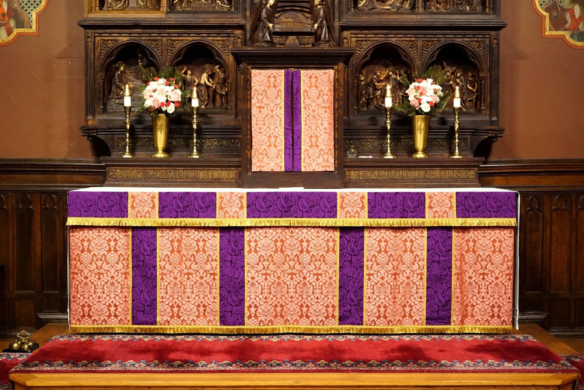 Altar Frontal in Rose 'Davenport' and Superfrontal in Violet 'Holbein'
