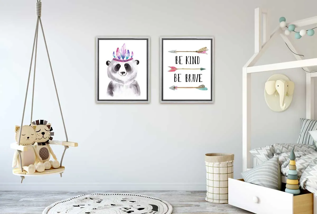 Be Kind Kids Tribal Boho Wall Art | Set of 2 | Canvas Wall Art Print
