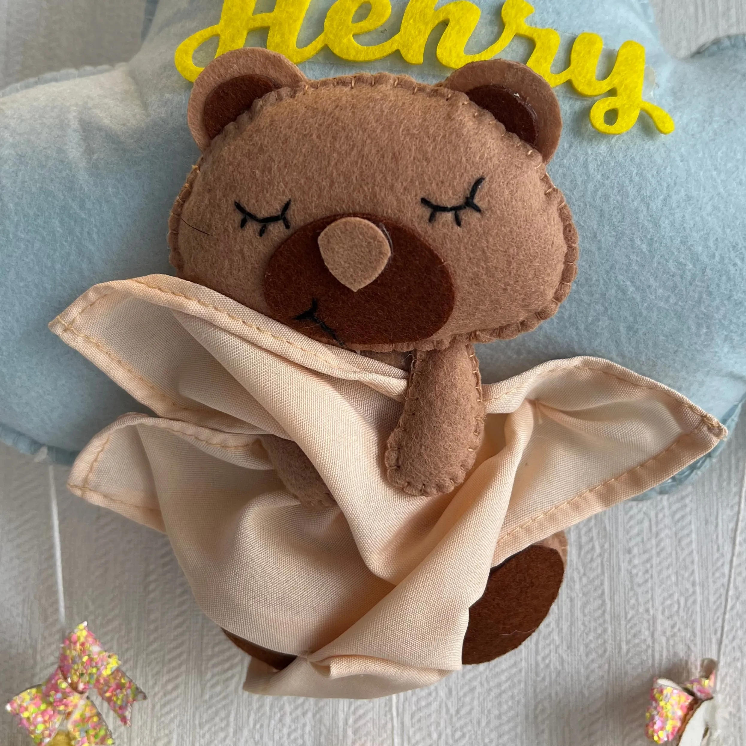 Bear Hug's Blanket Name Hanging