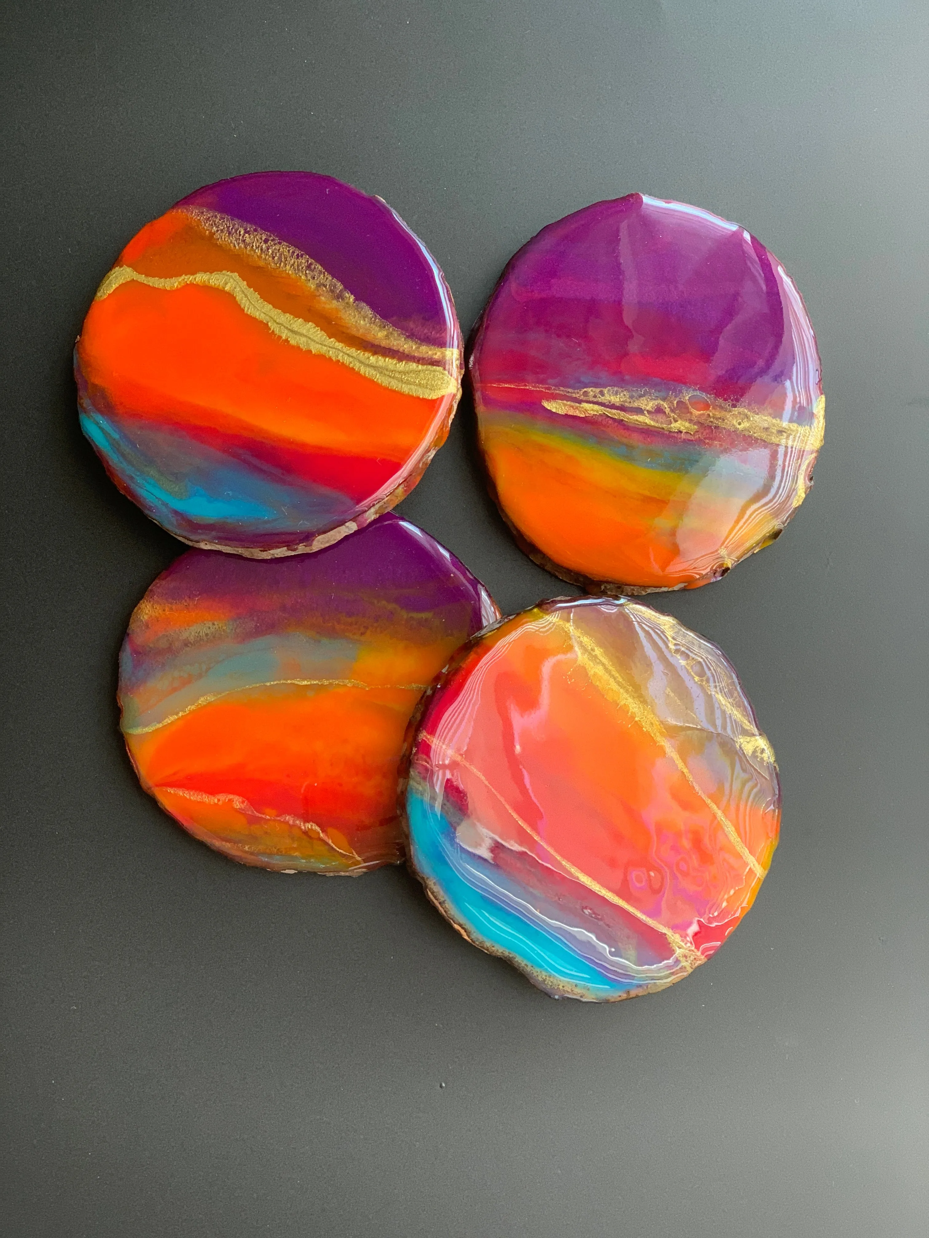 California Sunset Coasters - Set of 4 on wood