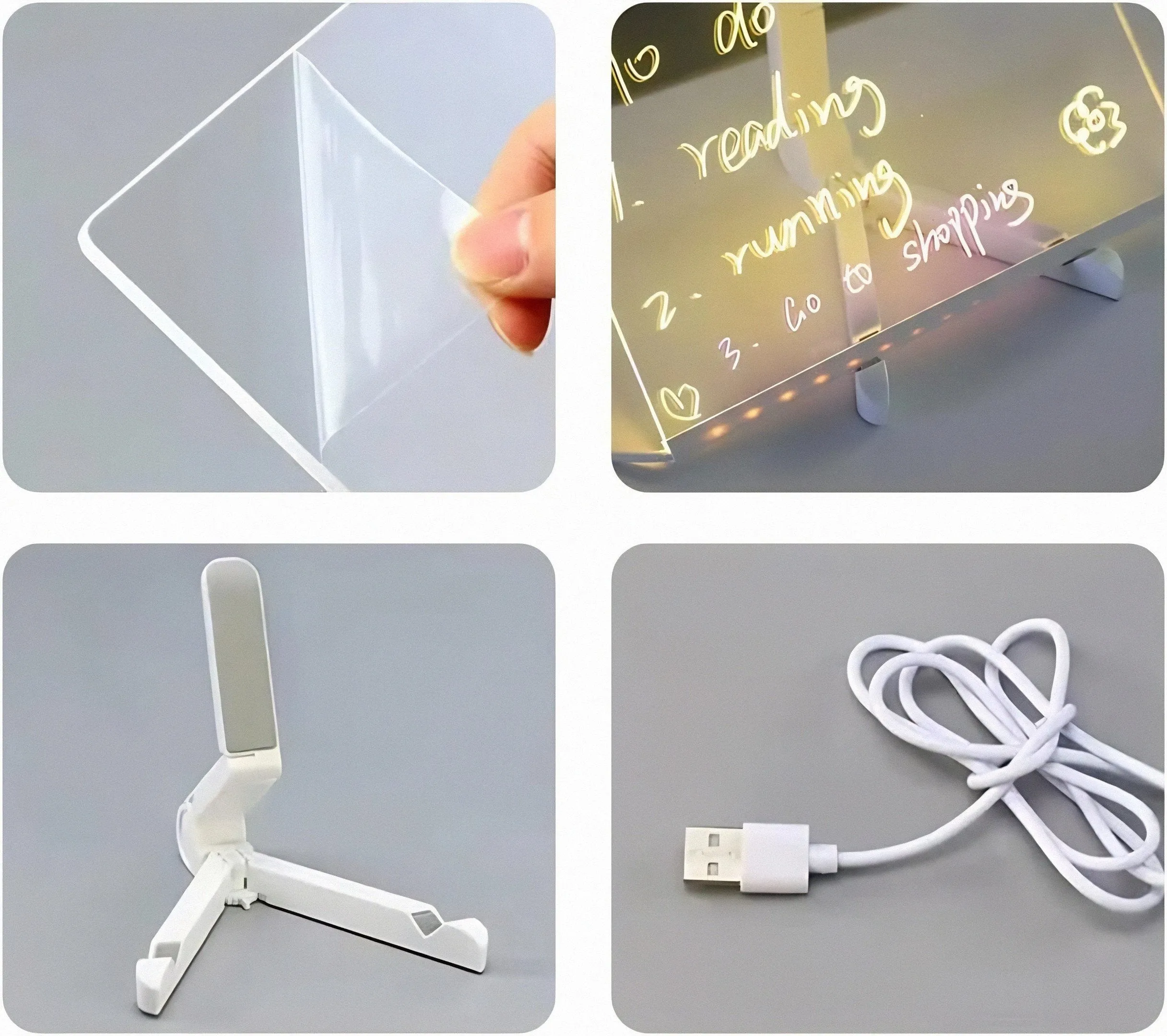Creative Rewritable Acrylic LED Message Board  (come with 7 Pens)