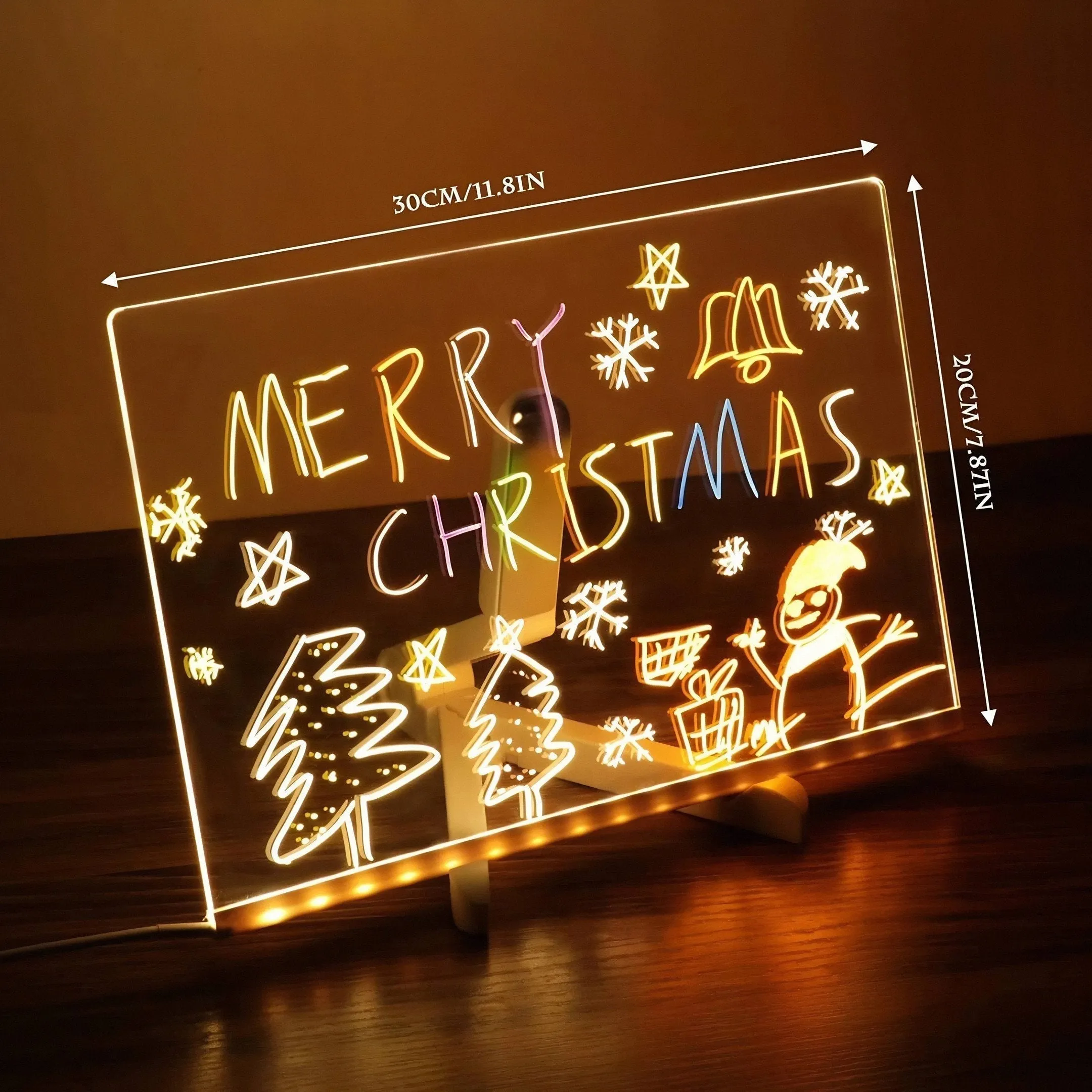 Creative Rewritable Acrylic LED Message Board  (come with 7 Pens)
