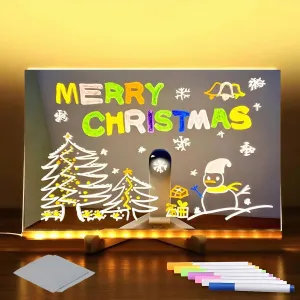 Creative Rewritable Acrylic LED Message Board  (come with 7 Pens)