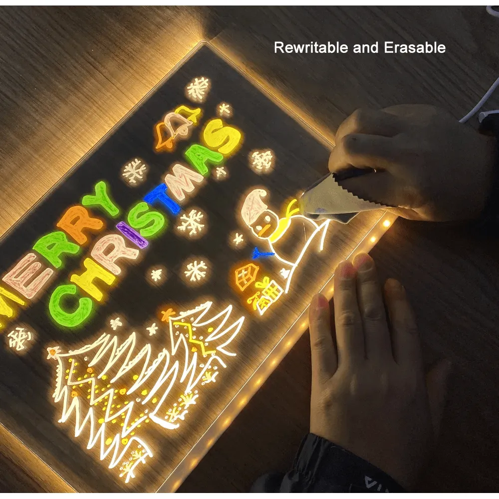 Creative Rewritable Acrylic LED Message Board  (come with 7 Pens)