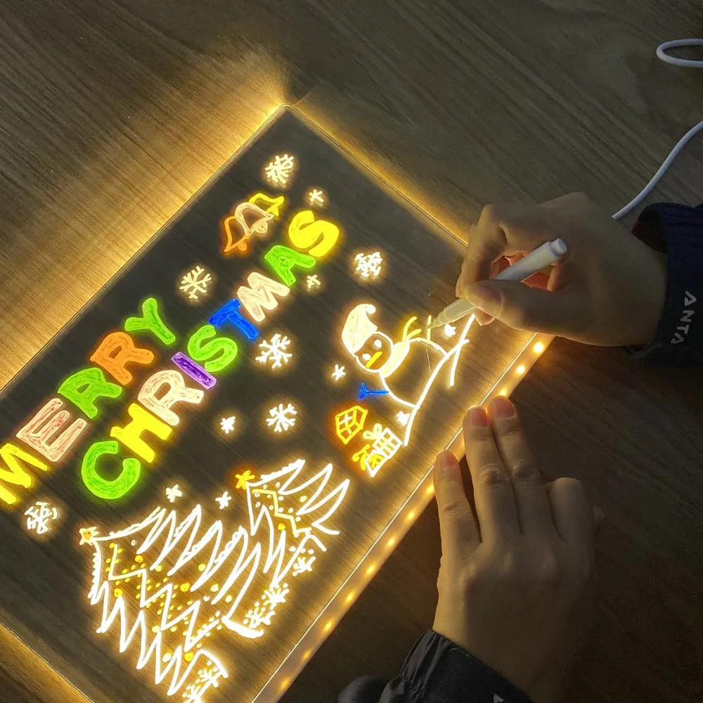 Creative Rewritable Acrylic LED Message Board  (come with 7 Pens)