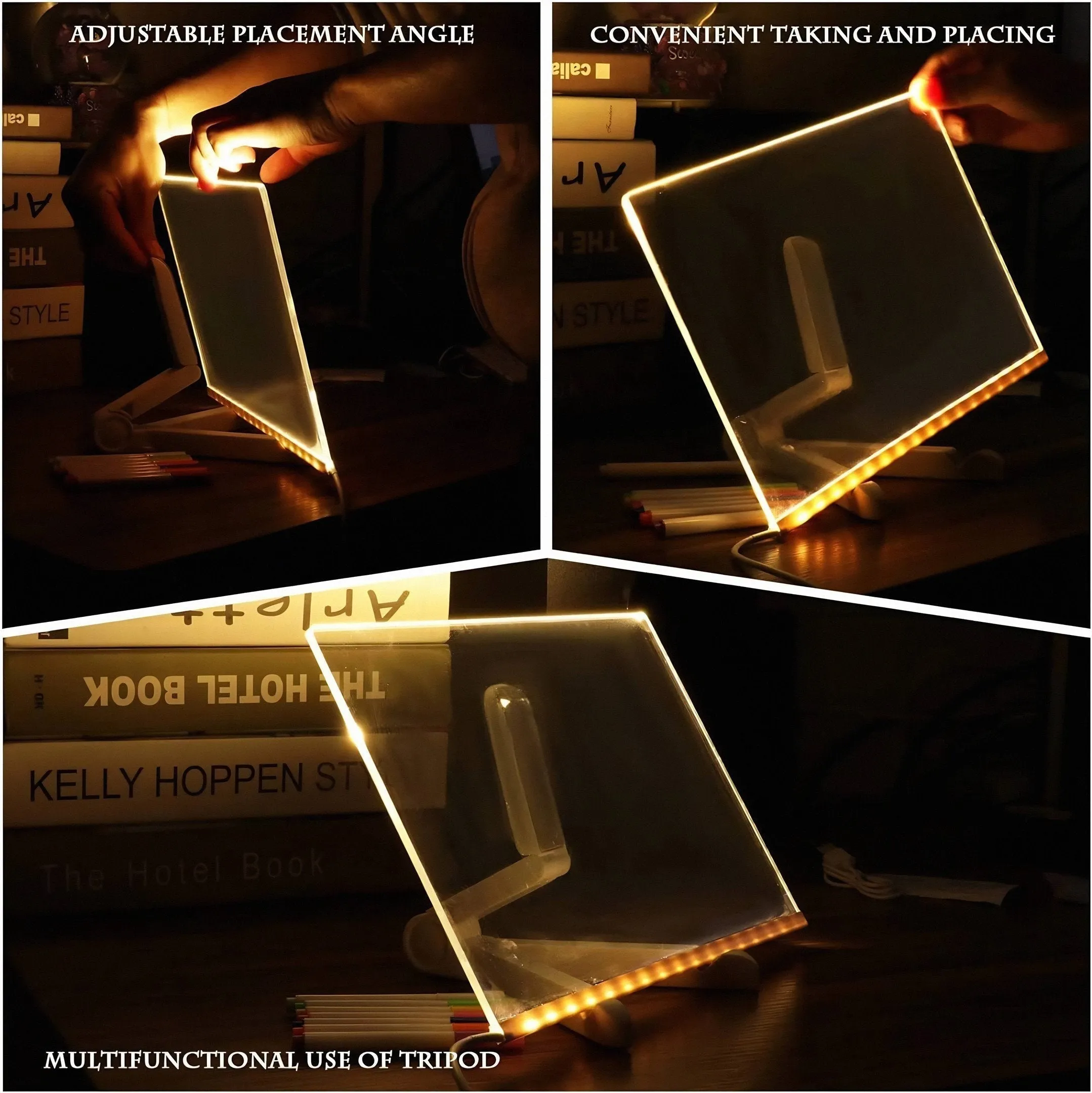 Creative Rewritable Acrylic LED Message Board  (come with 7 Pens)