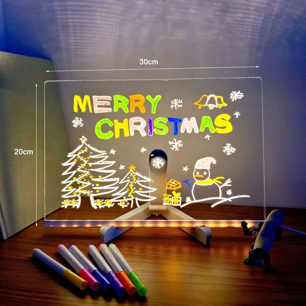 Creative Rewritable Acrylic LED Message Board  (come with 7 Pens)
