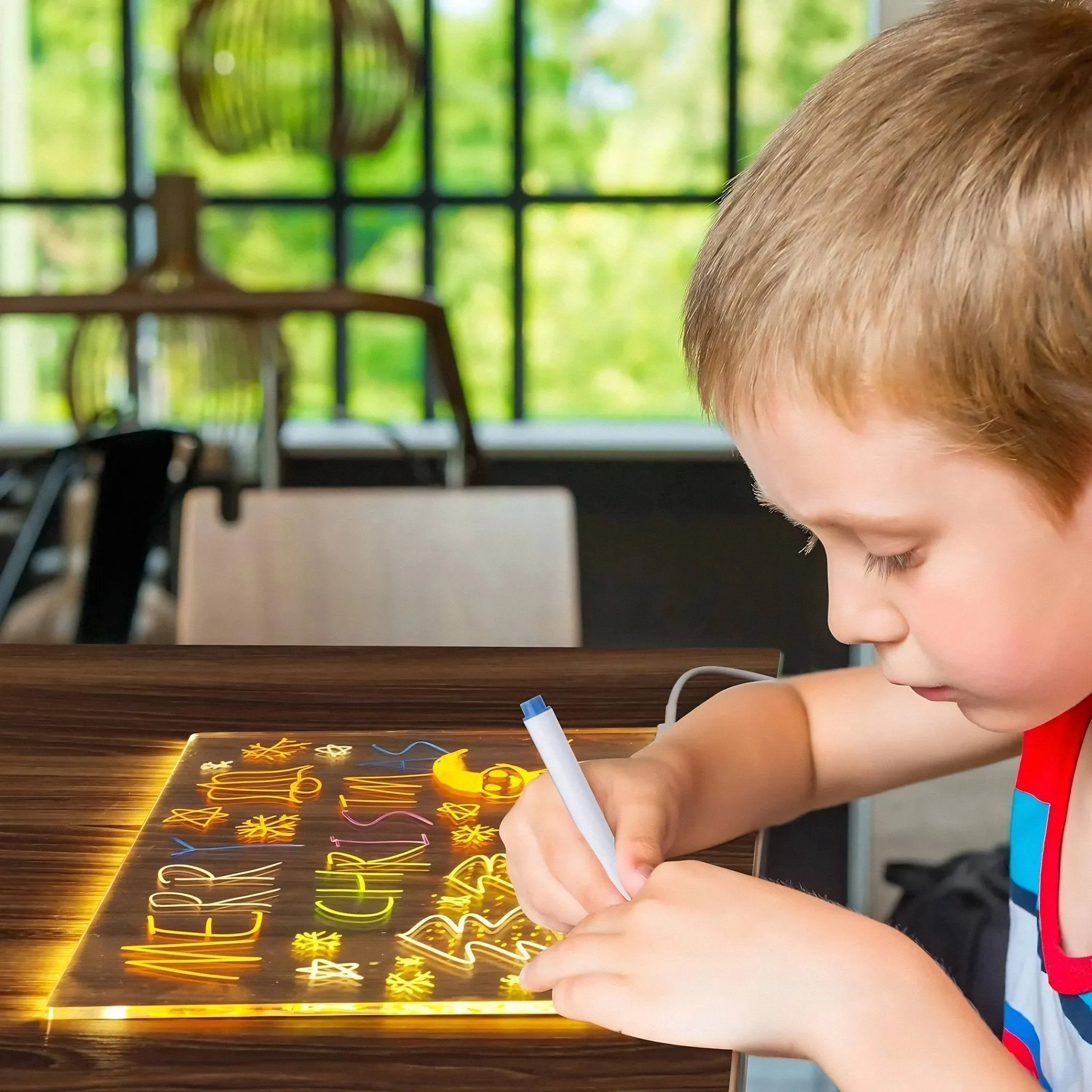 Creative Rewritable Acrylic LED Message Board  (come with 7 Pens)