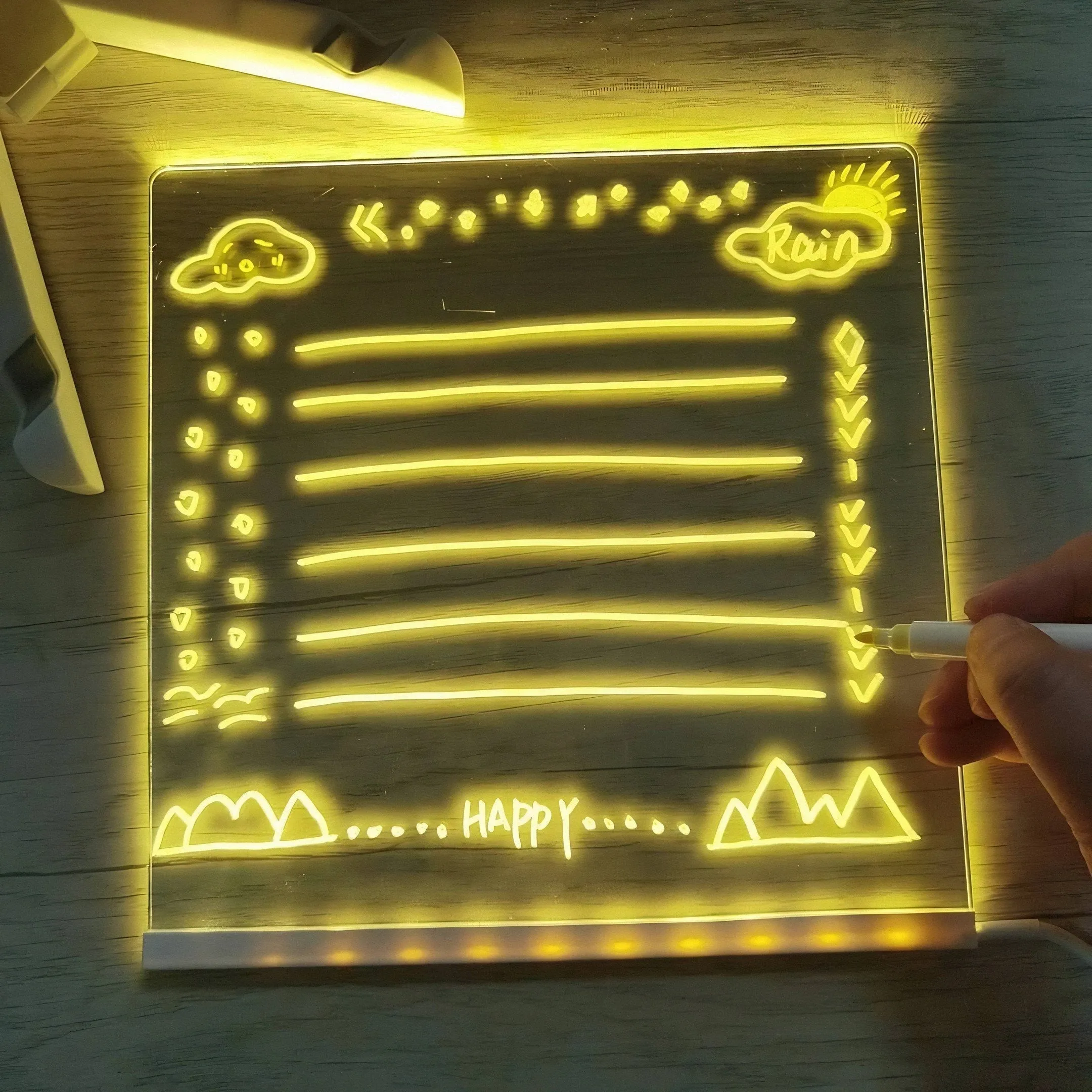 Creative Rewritable Acrylic LED Message Board  (come with 7 Pens)
