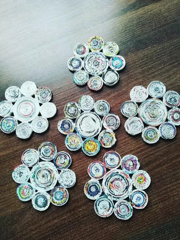 Flower Coasters Natural Set Of 6