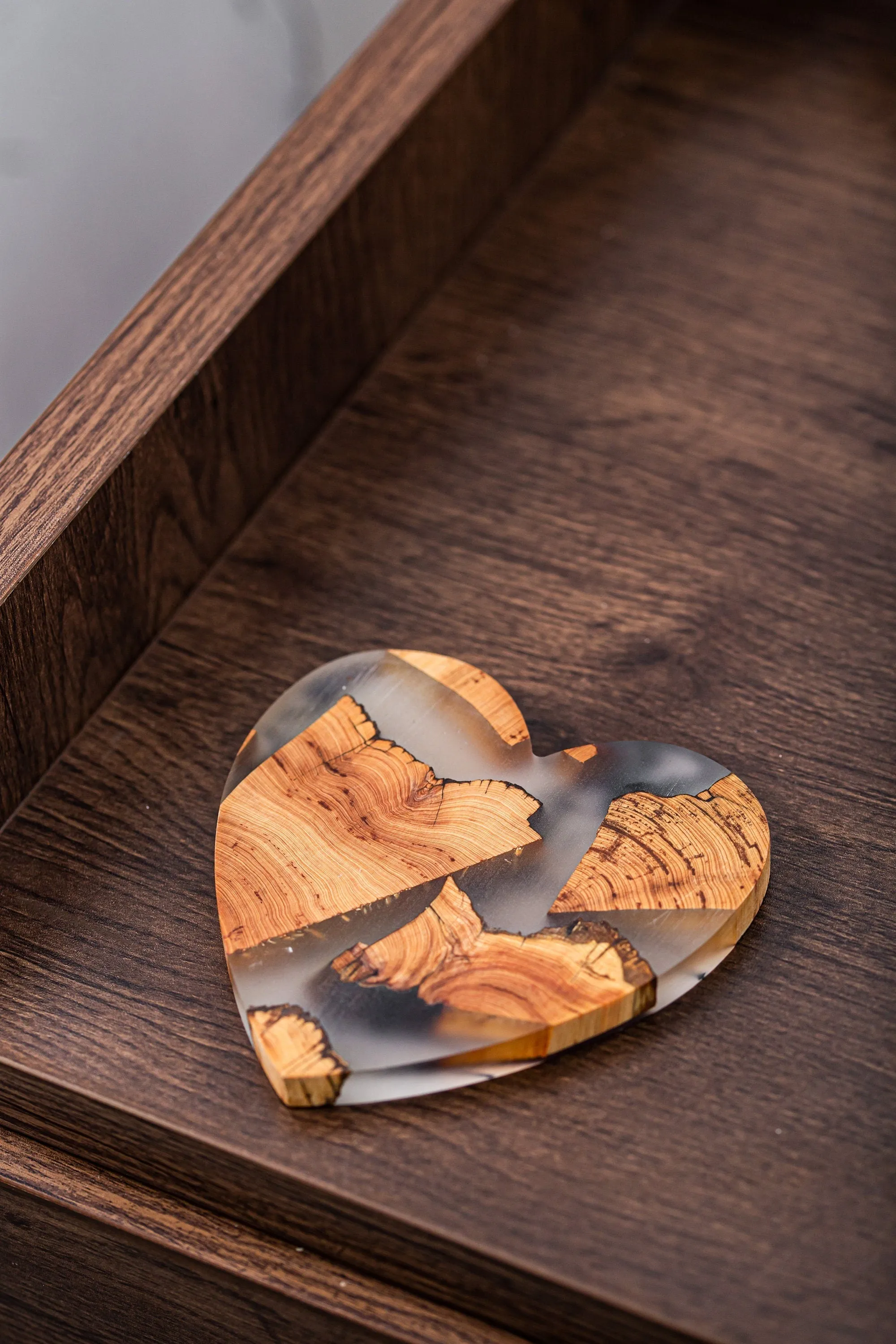 Gohobi Heart Wooden Resin Coaster (11cm)