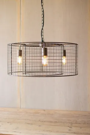Kalalou Double Barrel Wire Mesh Hanging Pendant Light