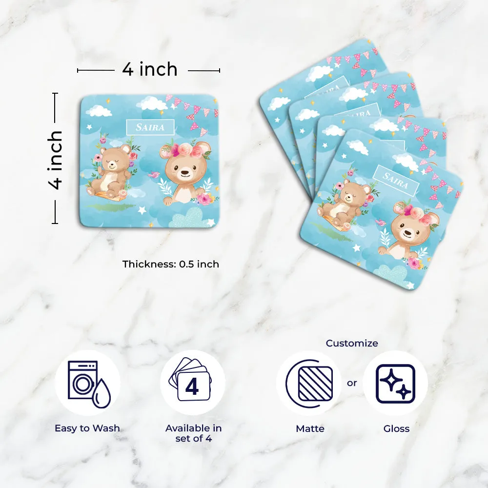 Lil Forest Friends Tableware Set (kids) (4 Placemats & 4 Casters)