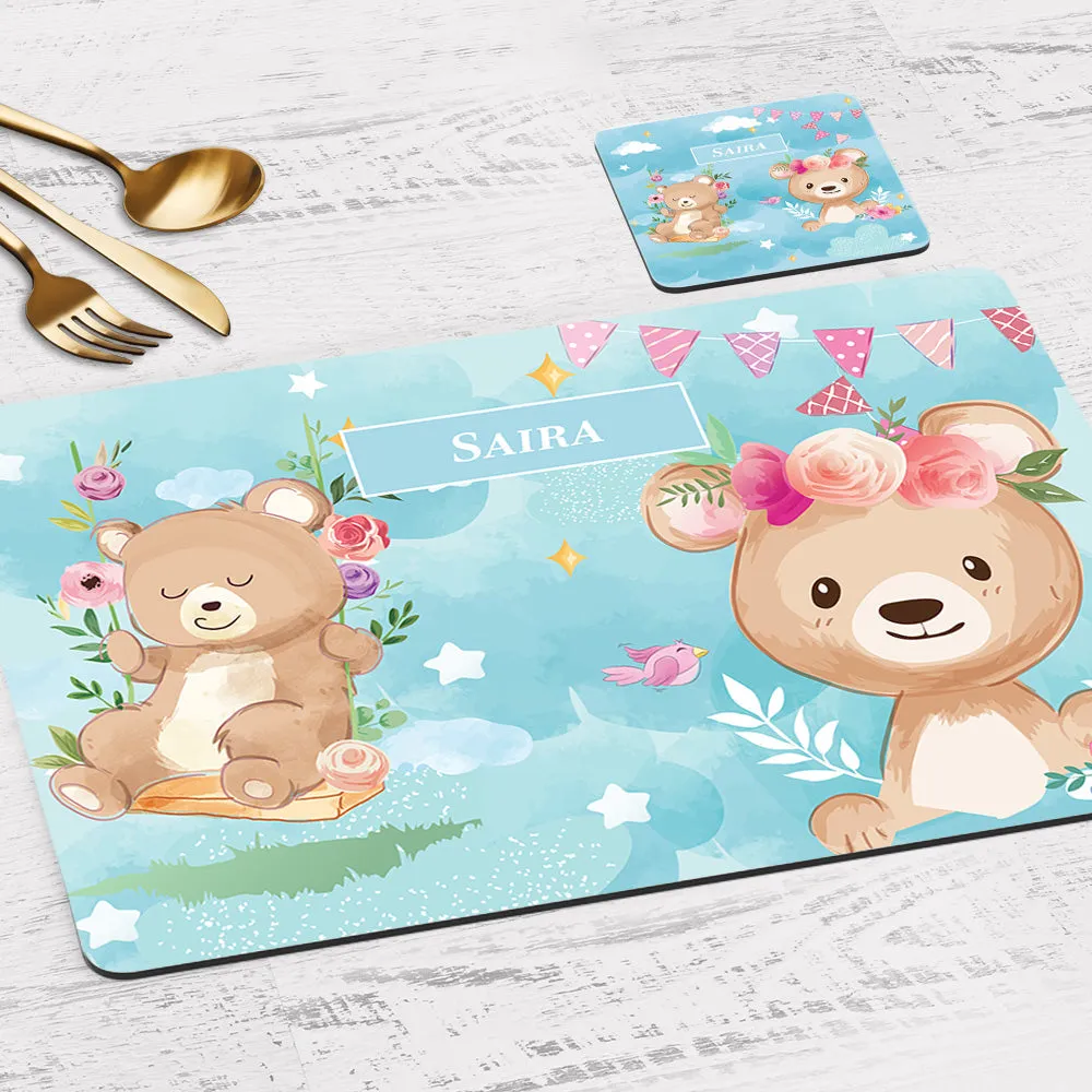 Lil Forest Friends Tableware Set (kids) (4 Placemats & 4 Casters)
