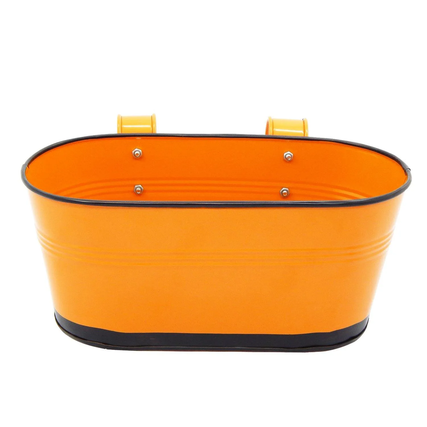 Oval Orange/Black 10" Balcony Railing Planter