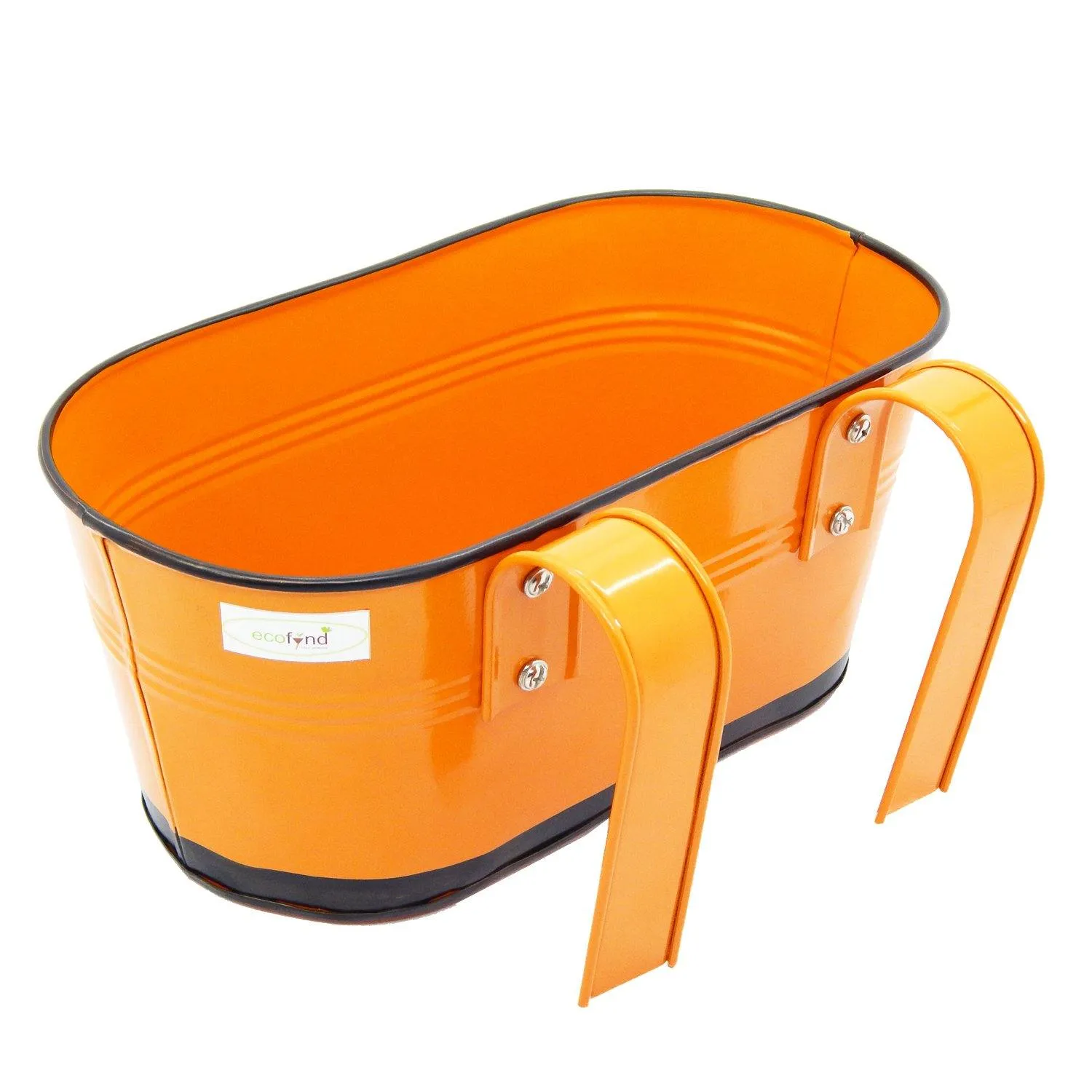 Oval Orange/Black 10" Balcony Railing Planter
