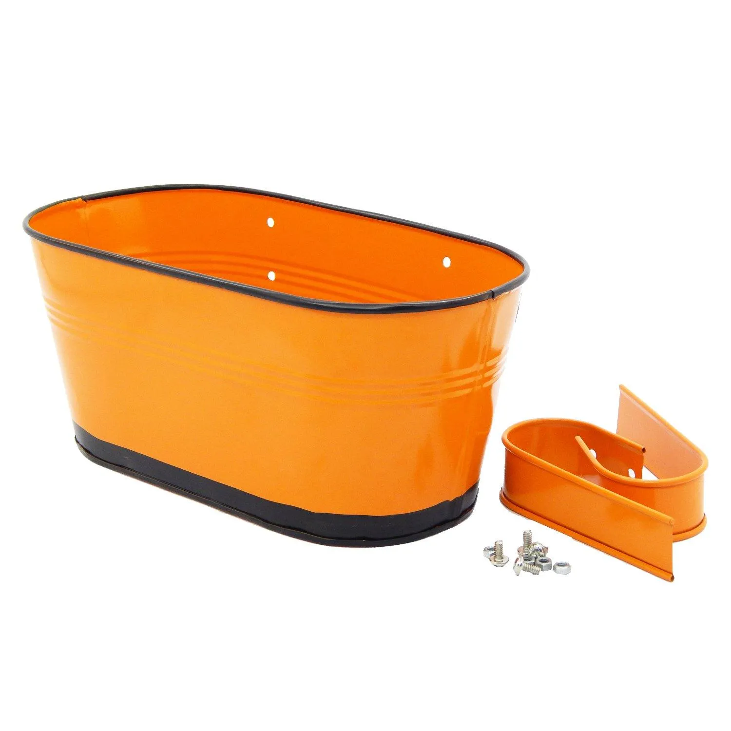 Oval Orange/Black 10" Balcony Railing Planter