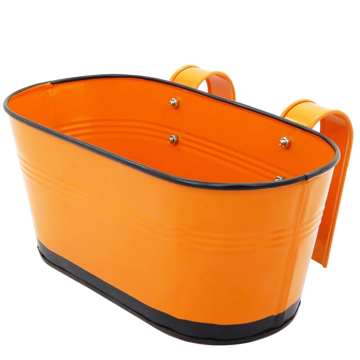 Oval Orange/Black 10" Balcony Railing Planter