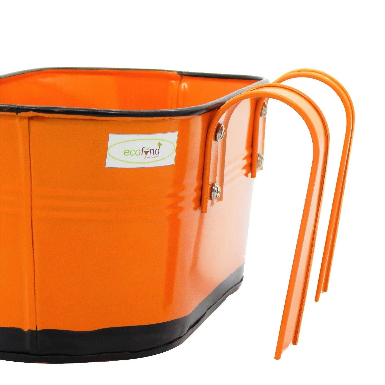 Oval Orange/Black 10" Balcony Railing Planter