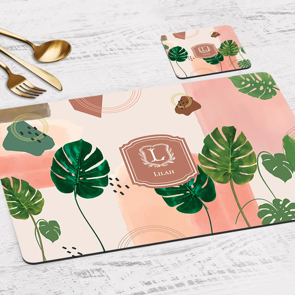 Palmscape Tableware Set (4 Placemats & 4 Casters)