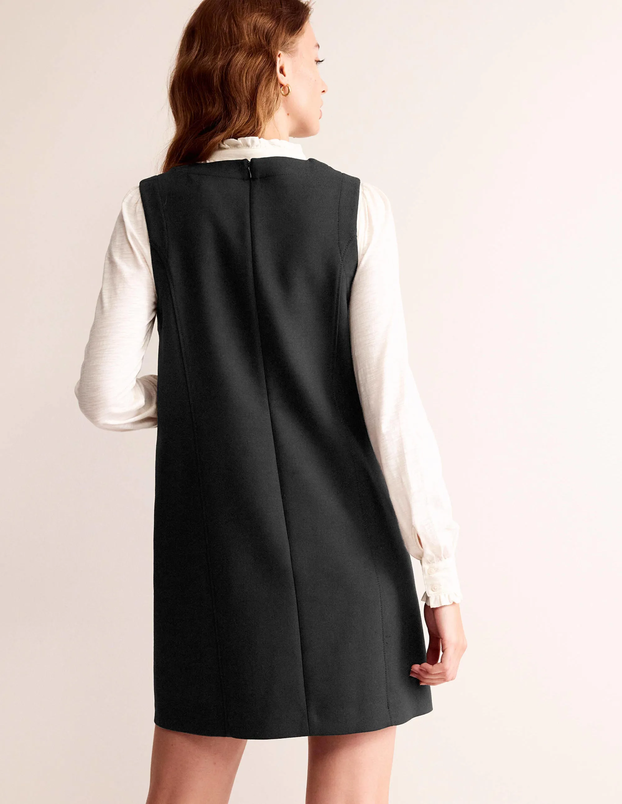 Pocket Detail Mini Shift Dress-Black