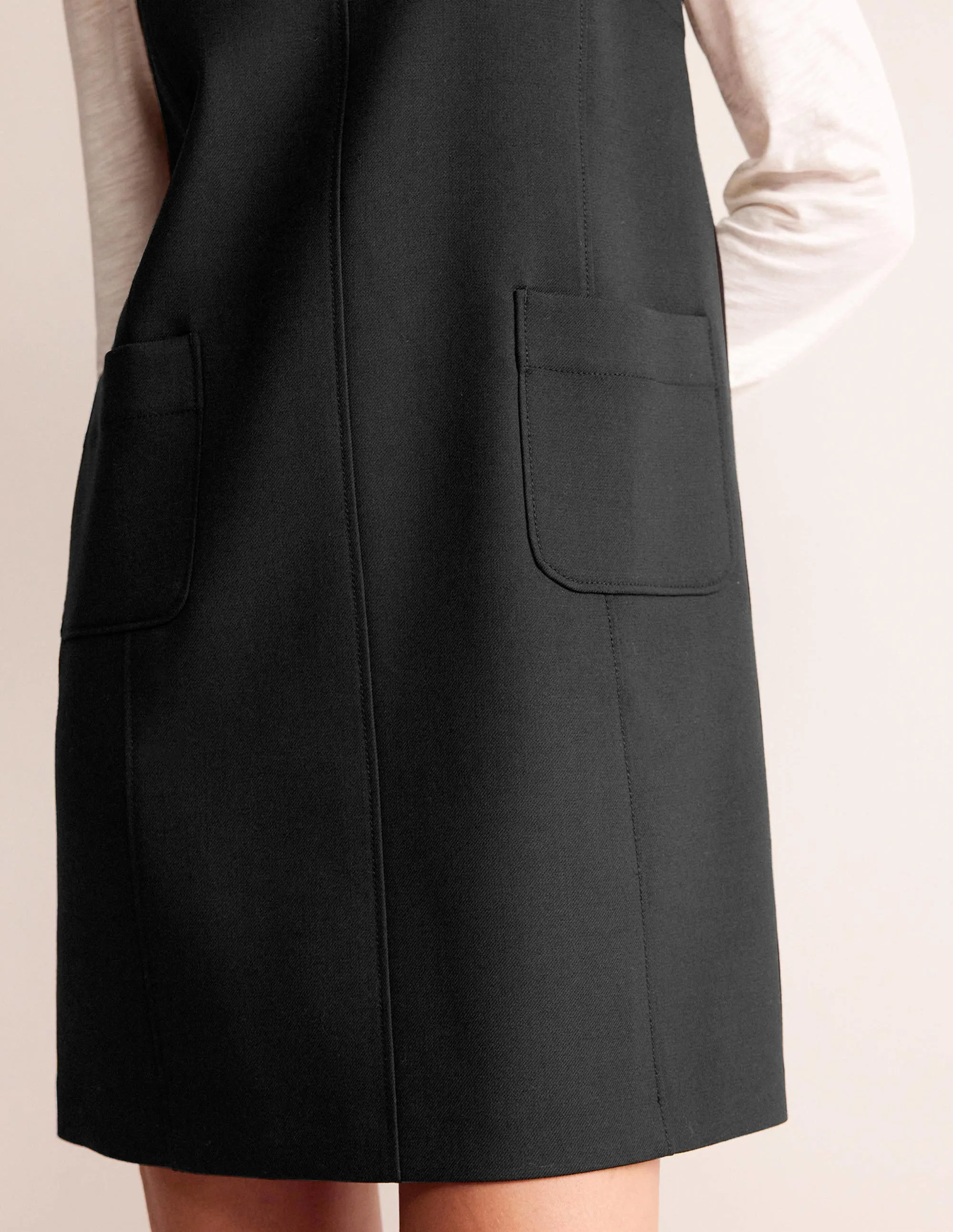 Pocket Detail Mini Shift Dress-Black