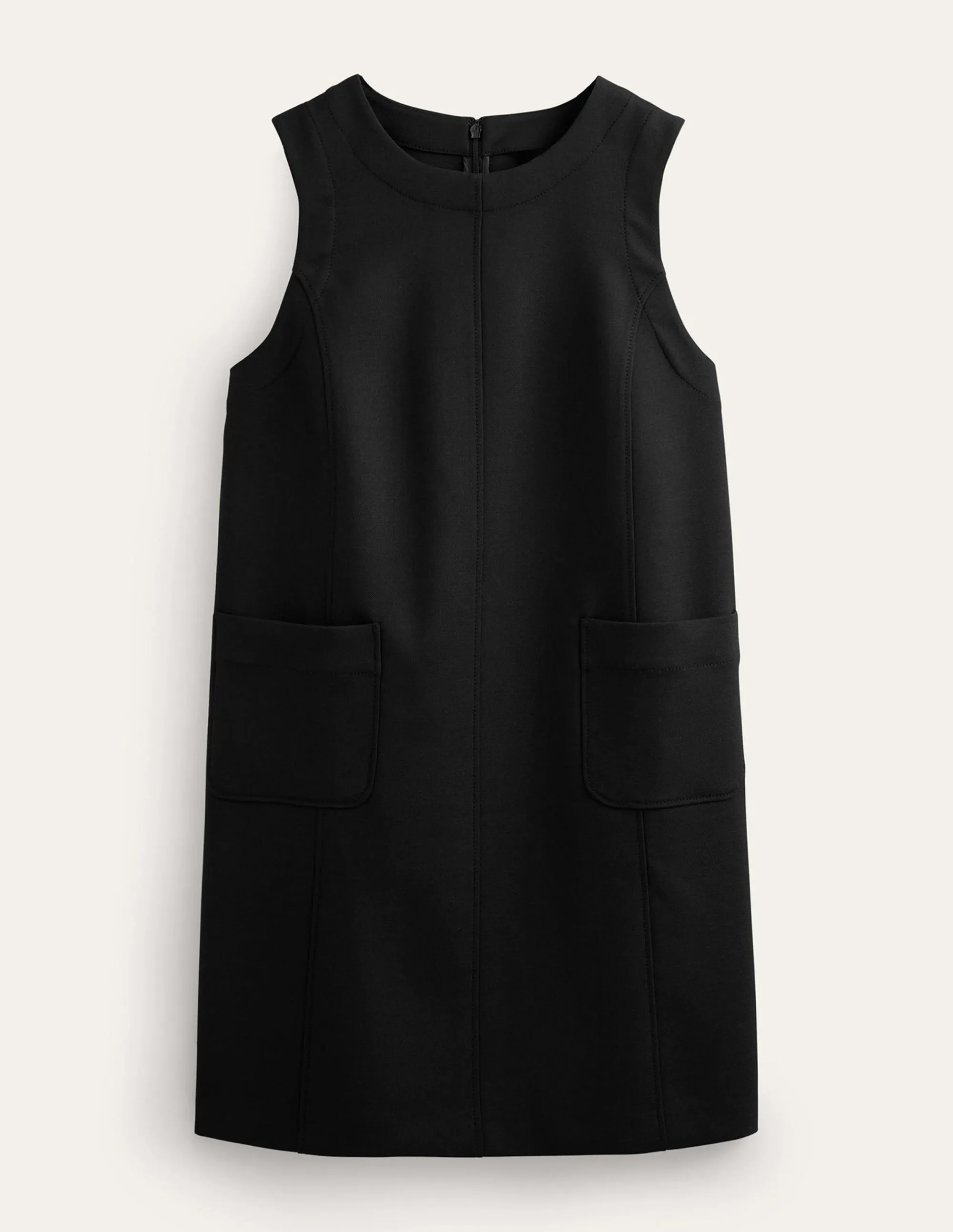 Pocket Detail Mini Shift Dress-Black