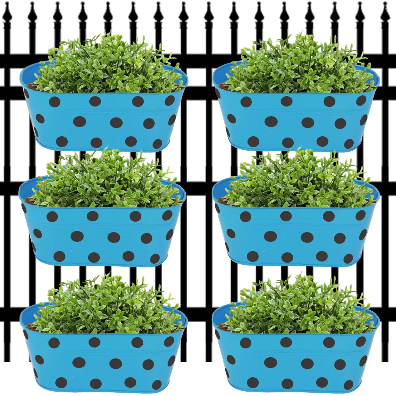 Polka Dot Blue 10" Balcony Railing Planter