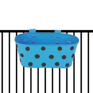 Polka Dot Blue 10" Balcony Railing Planter