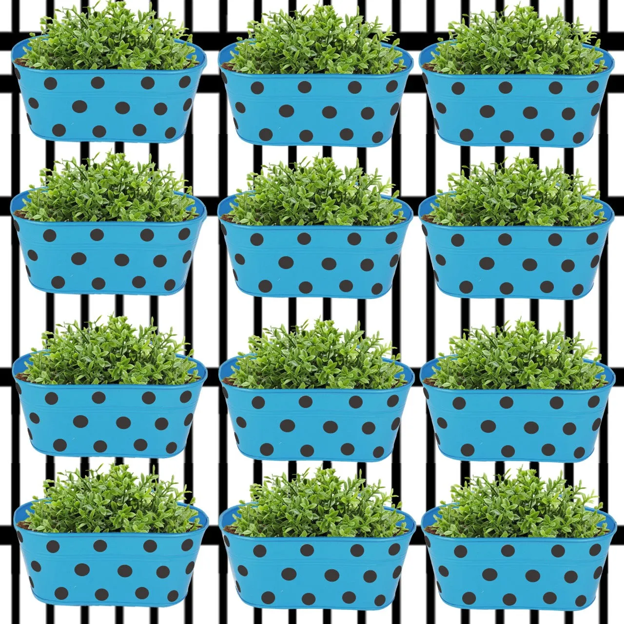 Polka Dot Blue 10" Balcony Railing Planter