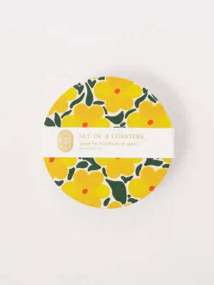 Sunshine Daffodil Reusable Coaster - Set of Four